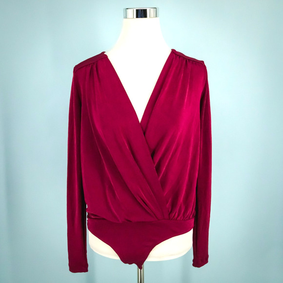 Free People Size XS Intimately Turnt Surplice Wrap Neck Long Sleeve Bodysuit Top - Picture 1 of 7